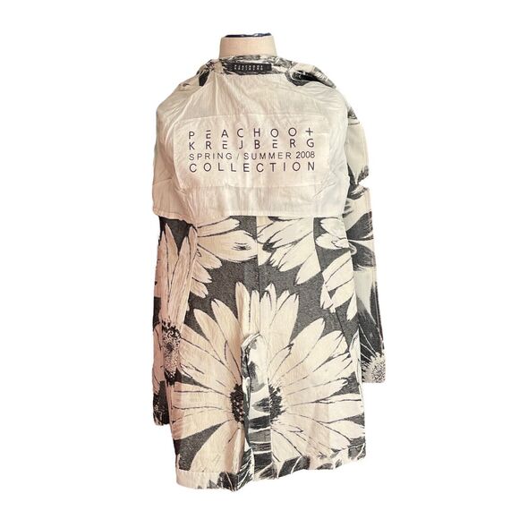 2008 Peachoo + Krejberg Black‎ And Cream Floral Print Dress Coat Size Small - Picture 7 of 9